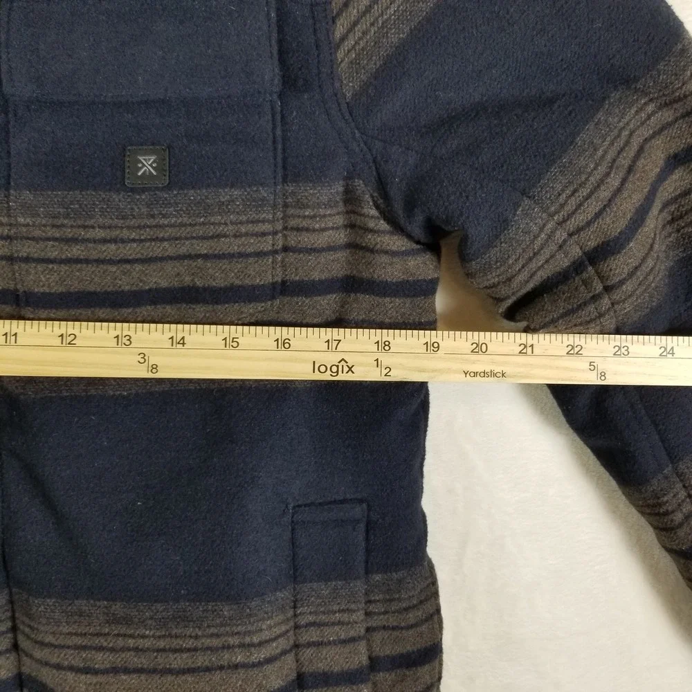 Roark Axeman Sherpa Lined Jacket Mens XS Dark Navy Striped Wool Blend New